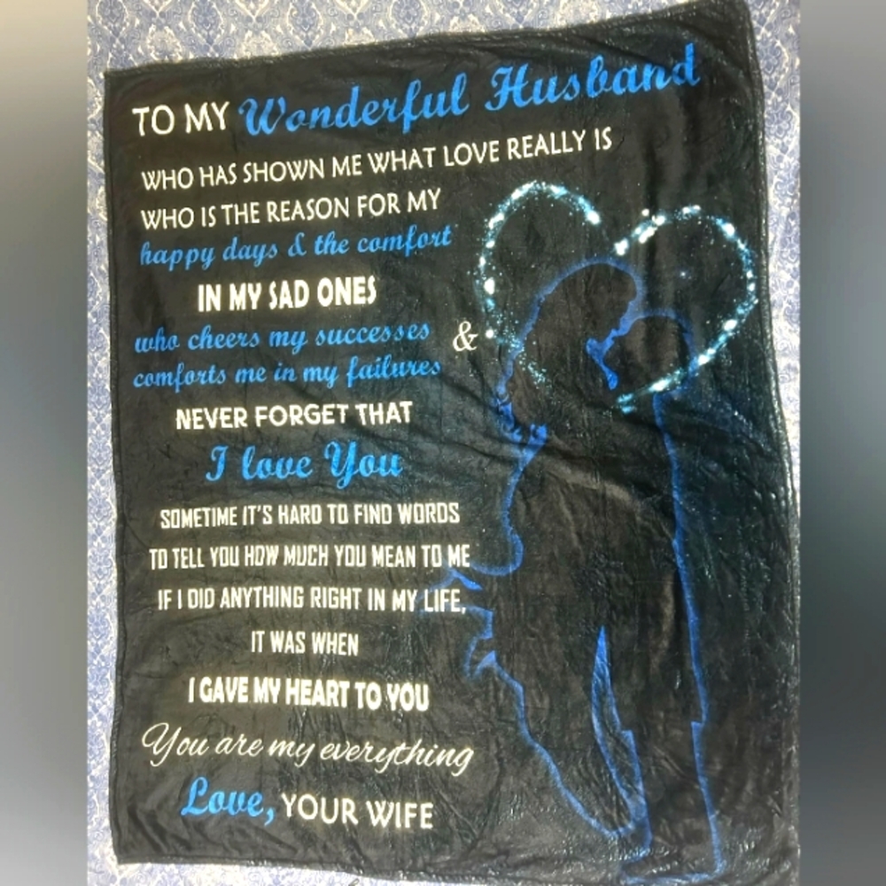Plush blanket for husband